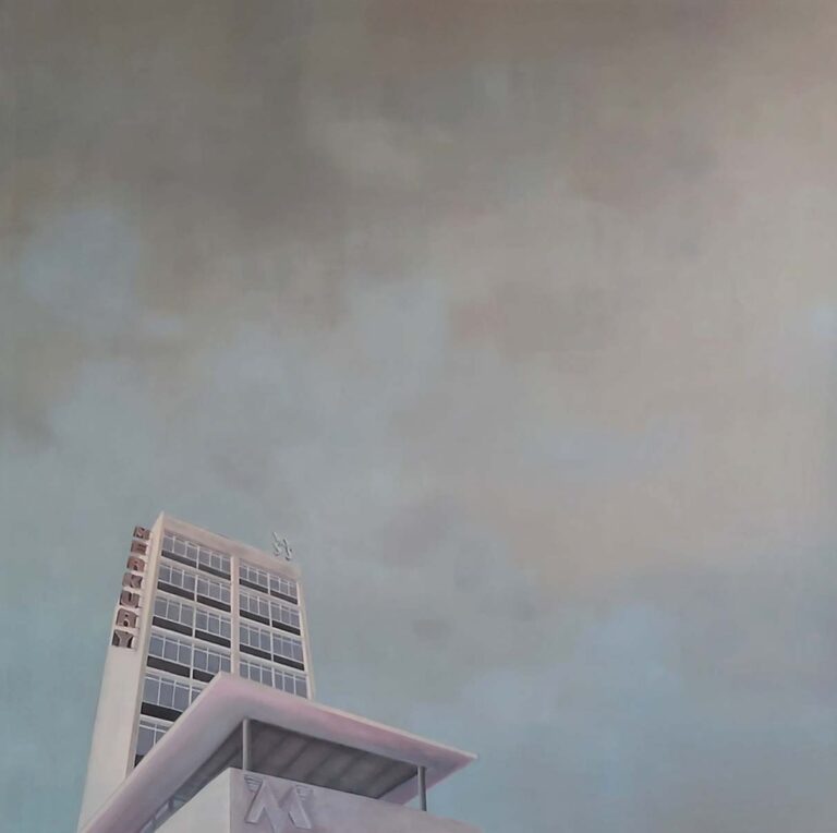 Obraz olejny przedstawiający dom handlowy Merkury