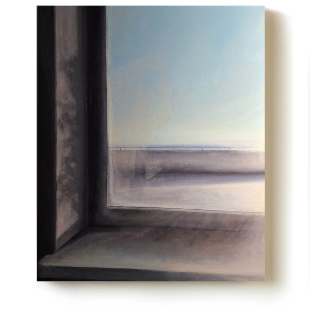 Obraz morza za szybą