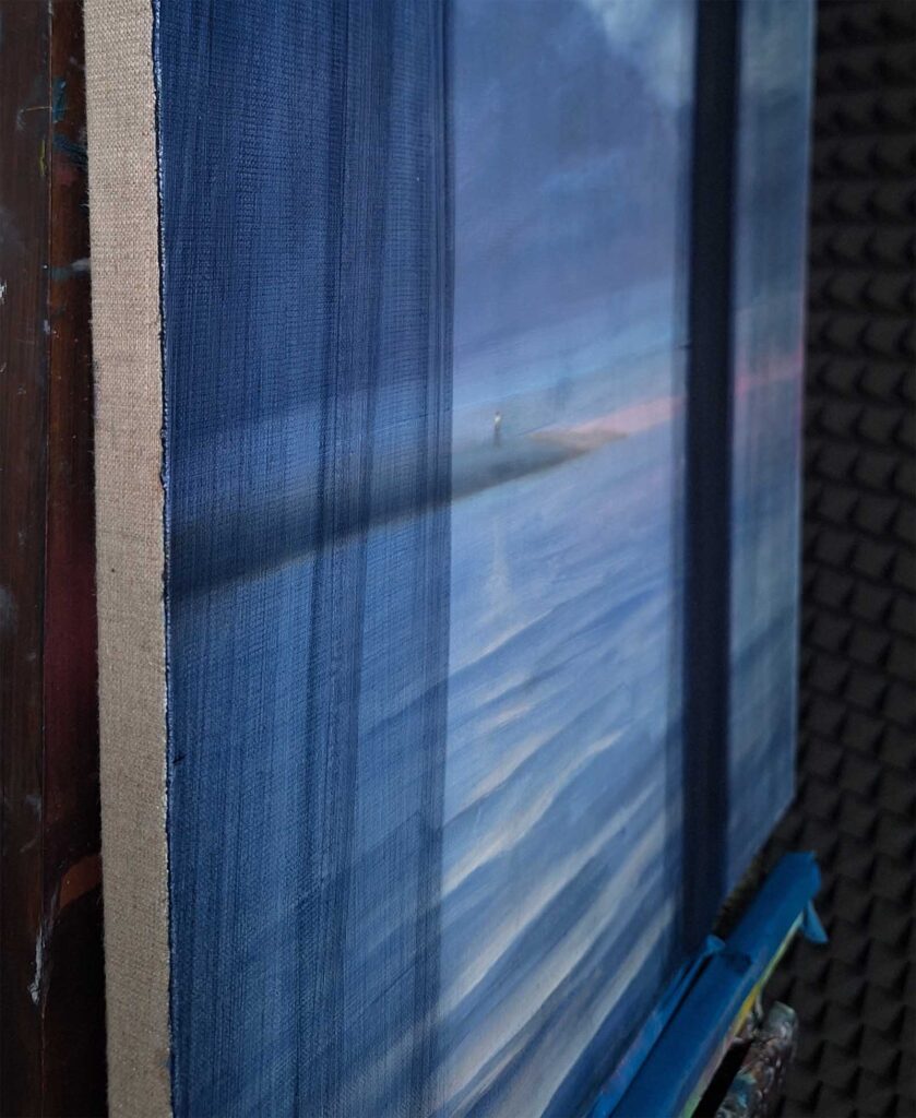 Obraz olejny morza i latarni morskiej